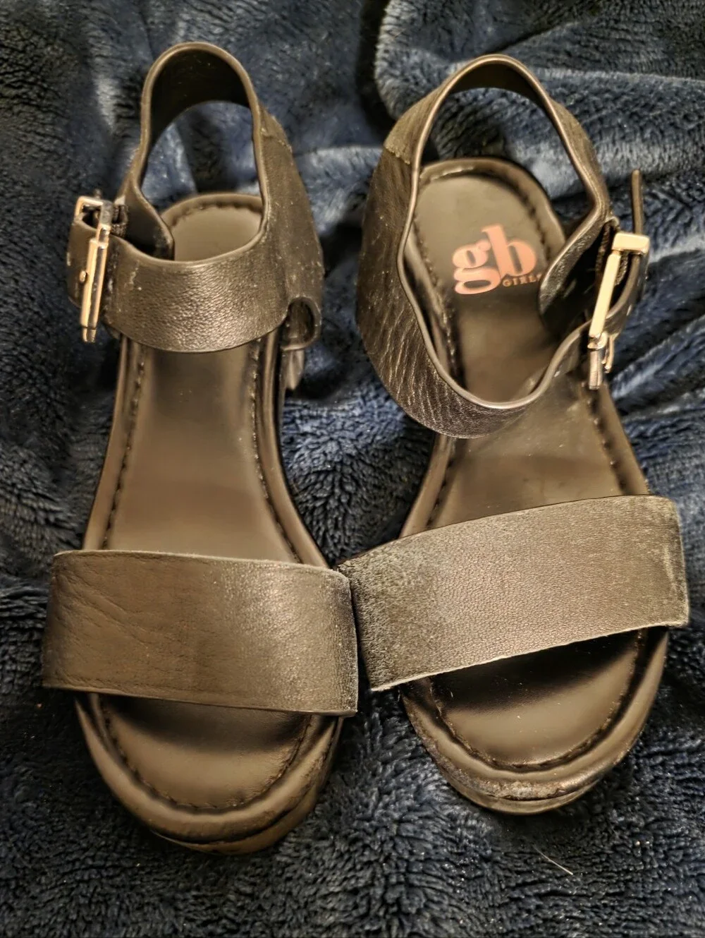 GB girls Black Girls Ankle-Strap Sandals with Buckle